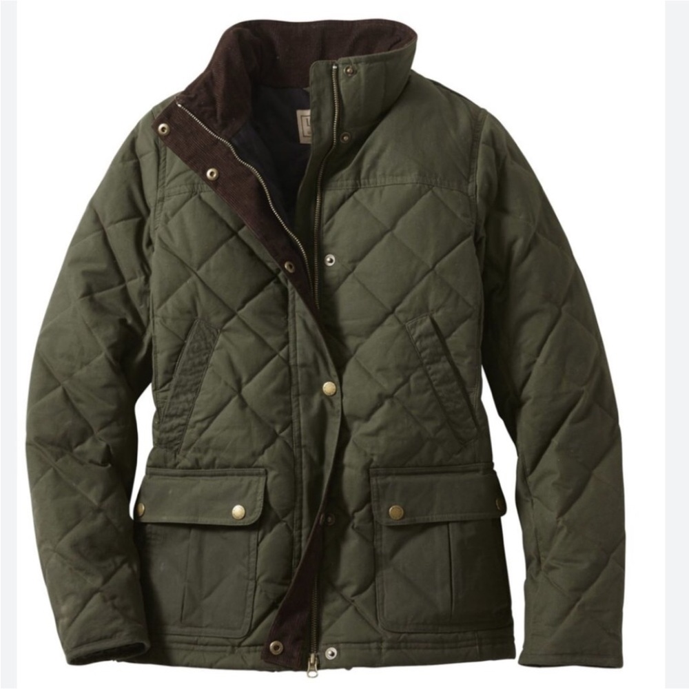 L.L. Bean Upcountry Waxed cotton down barn jacket Size Medium Dark green